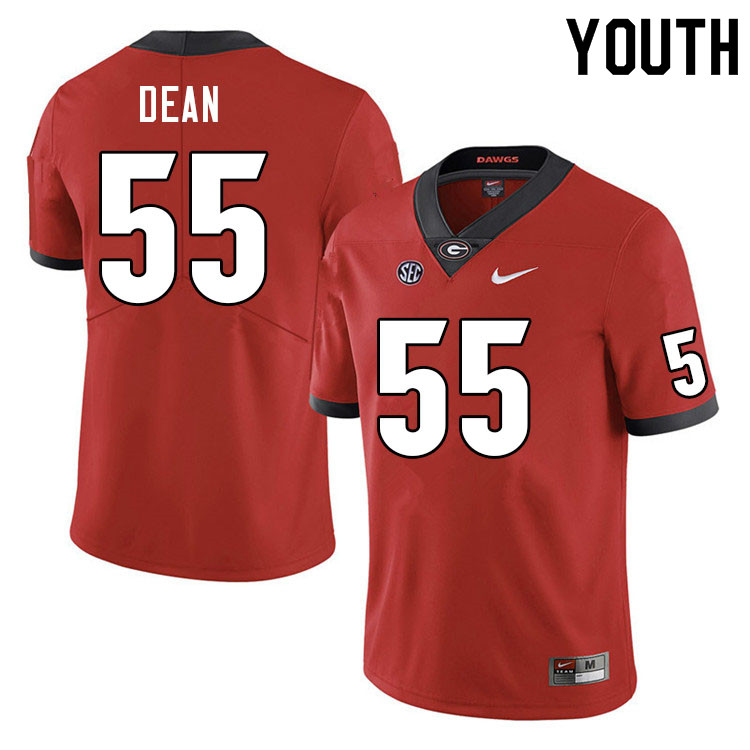 Youth #55 Marlin Dean Georgia Bulldogs College Football Jerseys Sale-Red